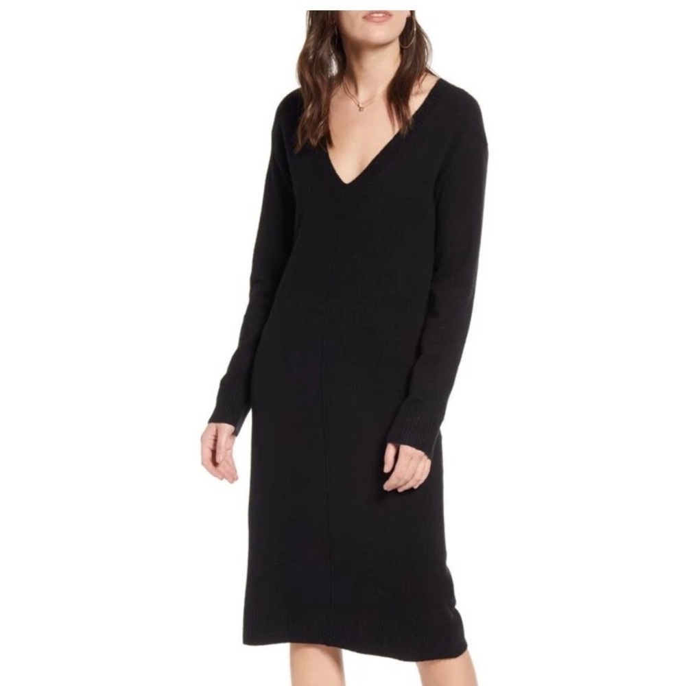 Treasure & Bond Black V-Neck sweater Dress Sz XS